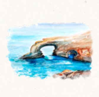 Arco di roccia sul mare, acquarello
